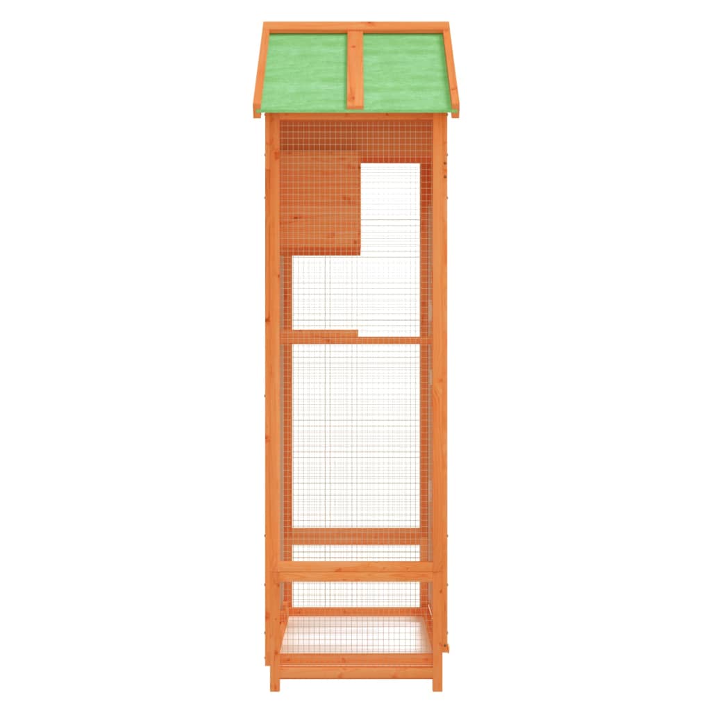 Vidaxl Bird Cage, Brown, 91.5X53X170 Cm, Solid Pine Wood