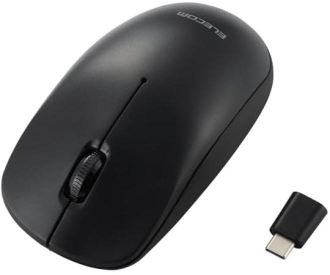 ELECOM Business-Grade Wireless 2.4GHz Optical Mouse, Type-C, 3 Buttons, Environmentally Friendly Packaging, Black, M-K8DRCBK