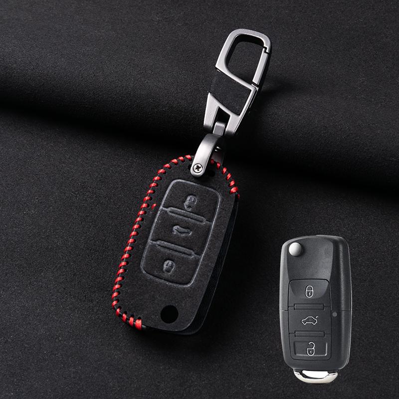 

Чехол-брелок из замши для автомобильного ключа Volkswagen VW Polo Tiguan Golf 4 5 Jetta Beetle Scirocco Passat красный