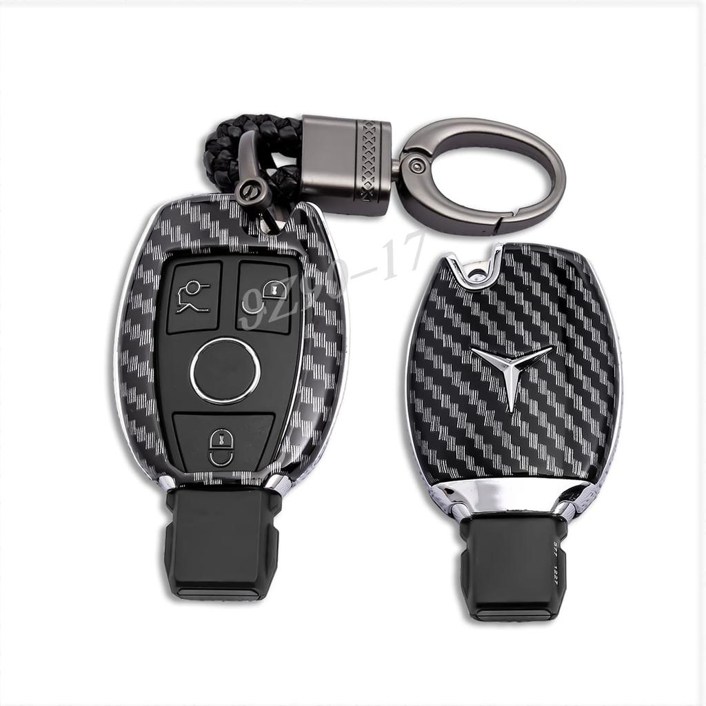 Carbon Fiber Car Key Fob Case Cover Keychain For Mercedes Benz A B C E S G M V-Class CLA CLS GLA GLC GLE GLK GL GLS SL SLK Viano FT1