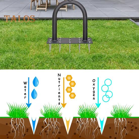 Lawn Aerator 15-Spike Aerator with Long T Handle Heavy Duty Aerating Tool for Efficient Soil Loosening Grass Care Lawn Maintenance