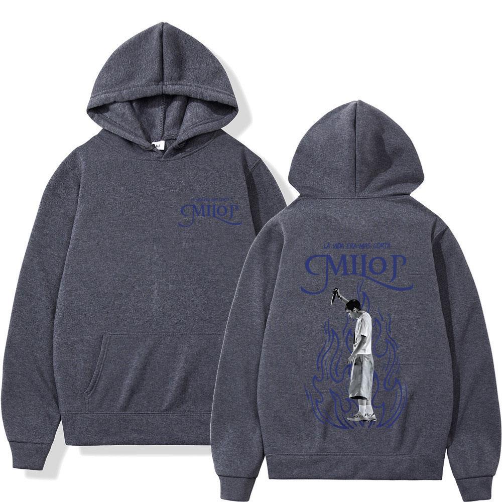 Rapper Milo J La Vida Era Mas Corta Album Tour 2026 Print Hoodie Unisex Hip-hop Sweatshirts Oversized Casual Fashion Pullover