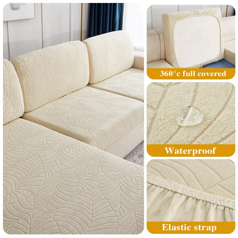 Water Resistant Seat Cushion Cover Elastic Grey Sofa Cover Furniture Protector For Pets Kids Removable