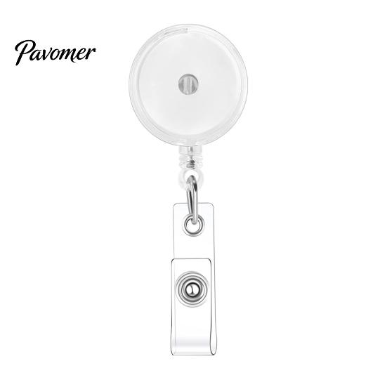 Reliable Badge Attachment Retractable Reel, Transparent Round ID Holder with Heavy Duty Reel Swivel Clip for Nurses, Students Teachers Office Workers