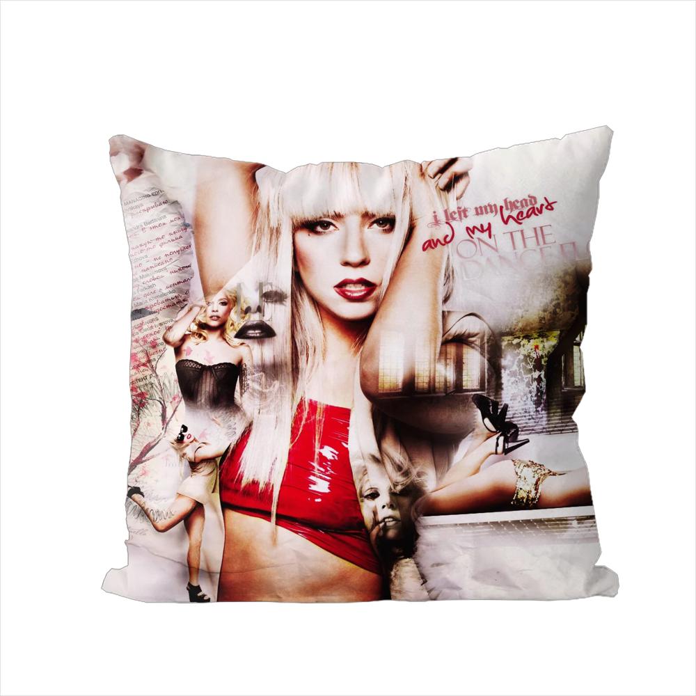 Federa Cuscino Cantante Lady Gaga Per Auto Divano Decorativa Casa Stampa Double Face Peluche Quadrato Cuscino Decorativo Copricuscino
