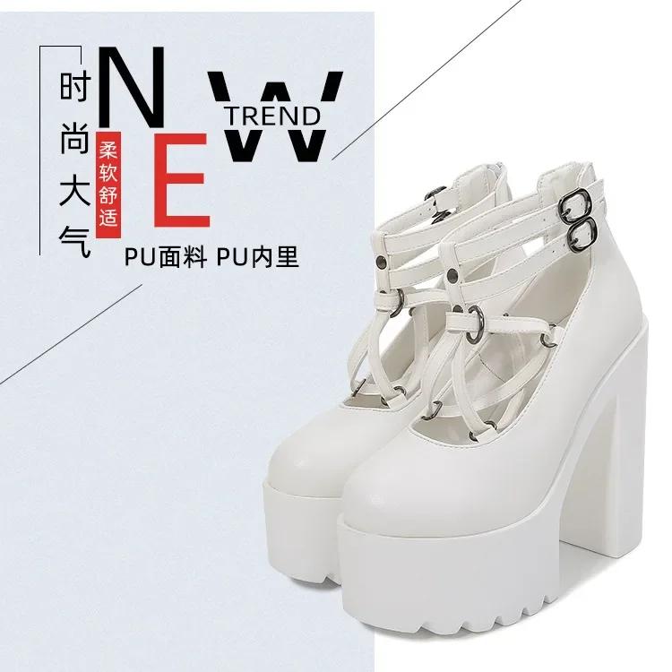 Fashion Model new single shoe 15CM women's high heels waterproof platform thick soled ankle boots 2025 fashion women's shoes thick heels
