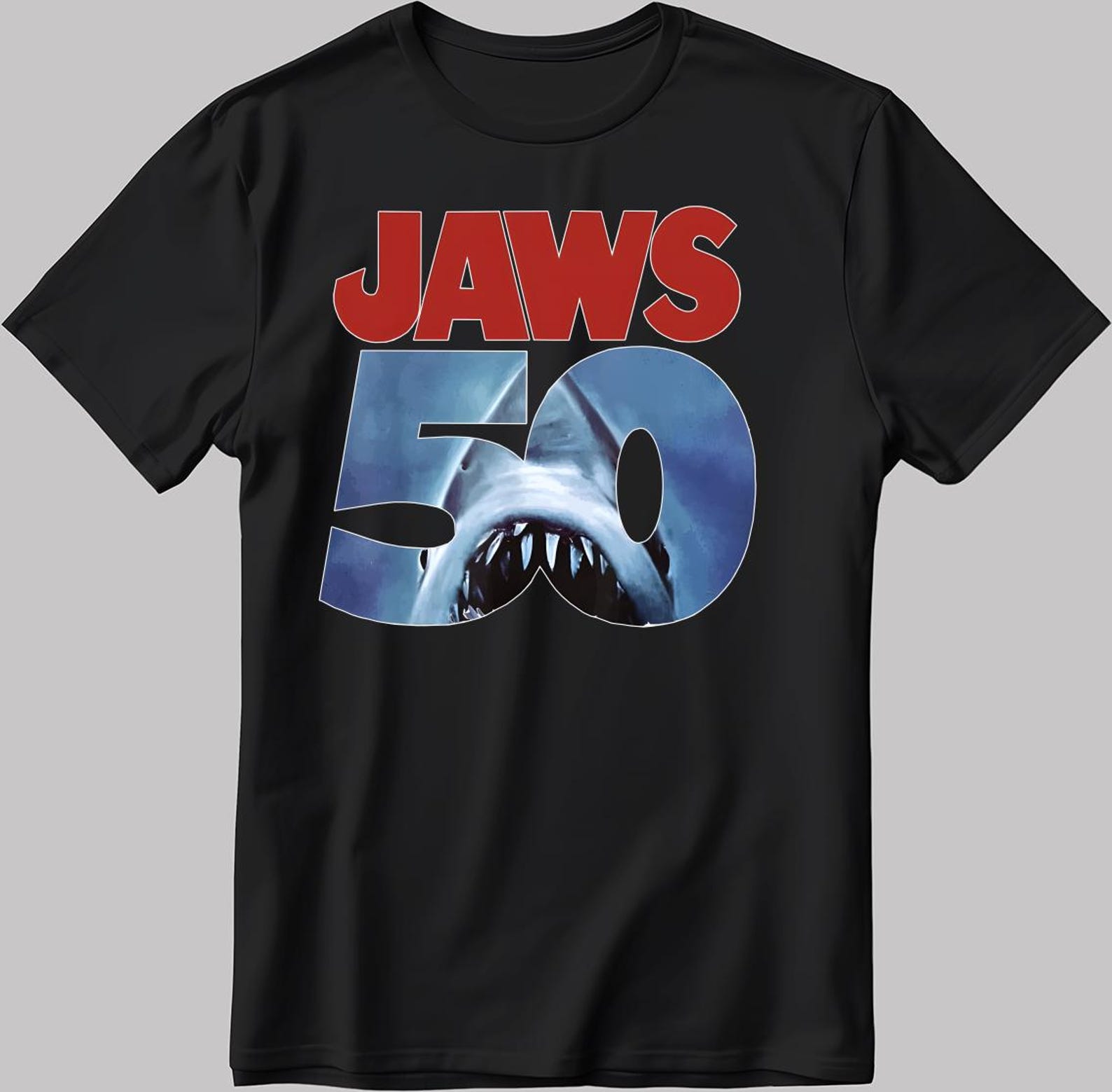 Jaws 50th Anniversary Short Sleeve White-Black Men s / Women s T-Shirt KA73 2XL
