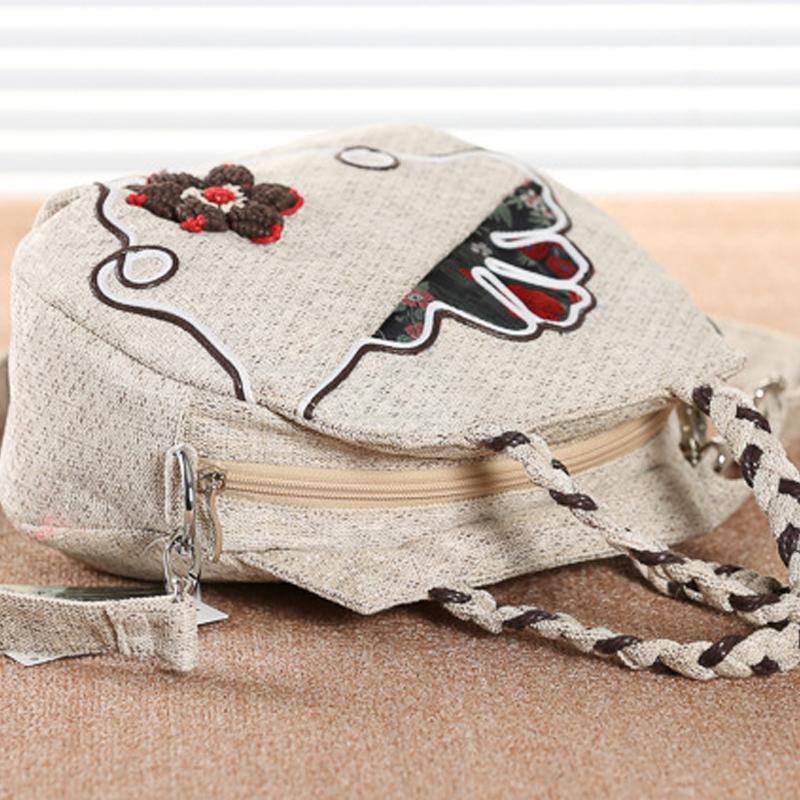 2026 Summer National Style Small Shoulder Bag Retro Small Shoulder Crossbody Bags for Women Cotton Linen Artistic Handbag