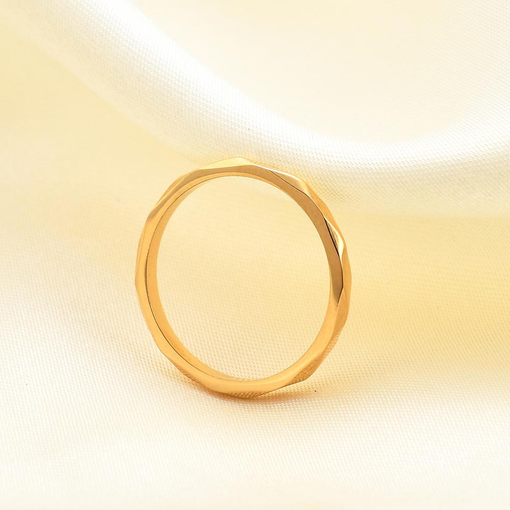 316L Stainless Steel Faceted Ring Gold Color Never Fade Minimalist Geometric Band Ring for Women Men Stackable Jewelry Gift
