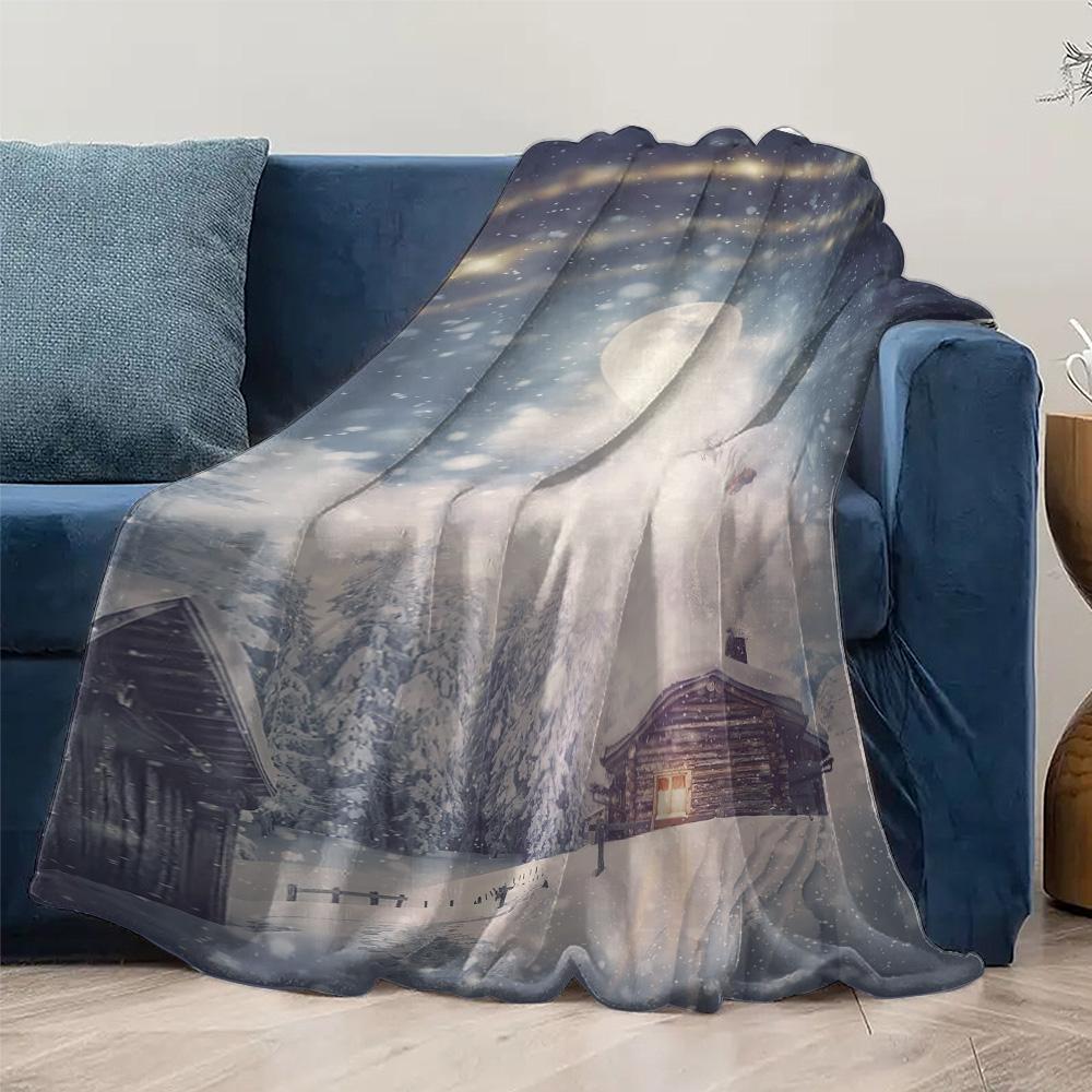 Tuniu Winter Forest Fleece Blanket Warm Throw Sofa Bed Christmas Gift Decorative Throw Blanket