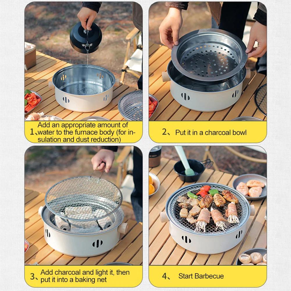 Barbekü Kömür Izgarası Taşınabilir Kompakt Masa Üstü Barbekü Izgarası Izgara Ağı Kamp Izgarası Soba Çok İşlevli Açık Bahçe Terası için