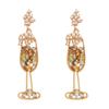 Elegante Strass- & Imitationsperlen-Weinglas-Ohrringe - Europäischer & Amerikanischer Stil