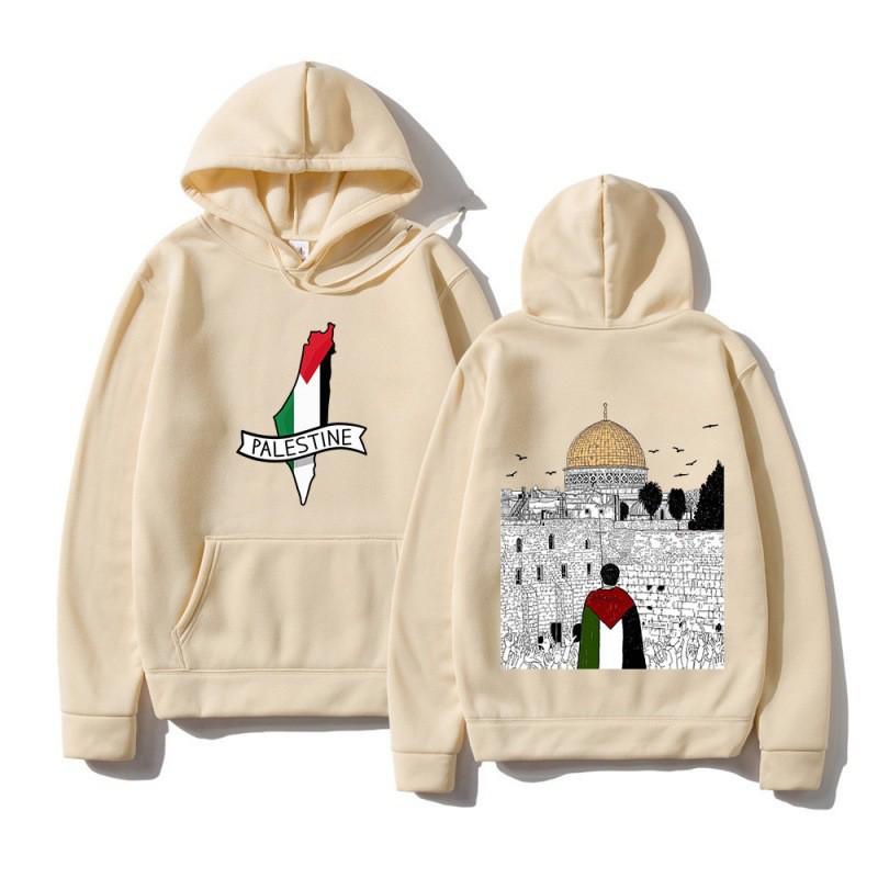 Palestine-Israel Themed Sports Hoodie - Men's Autumn/Winter Fleece Jacket