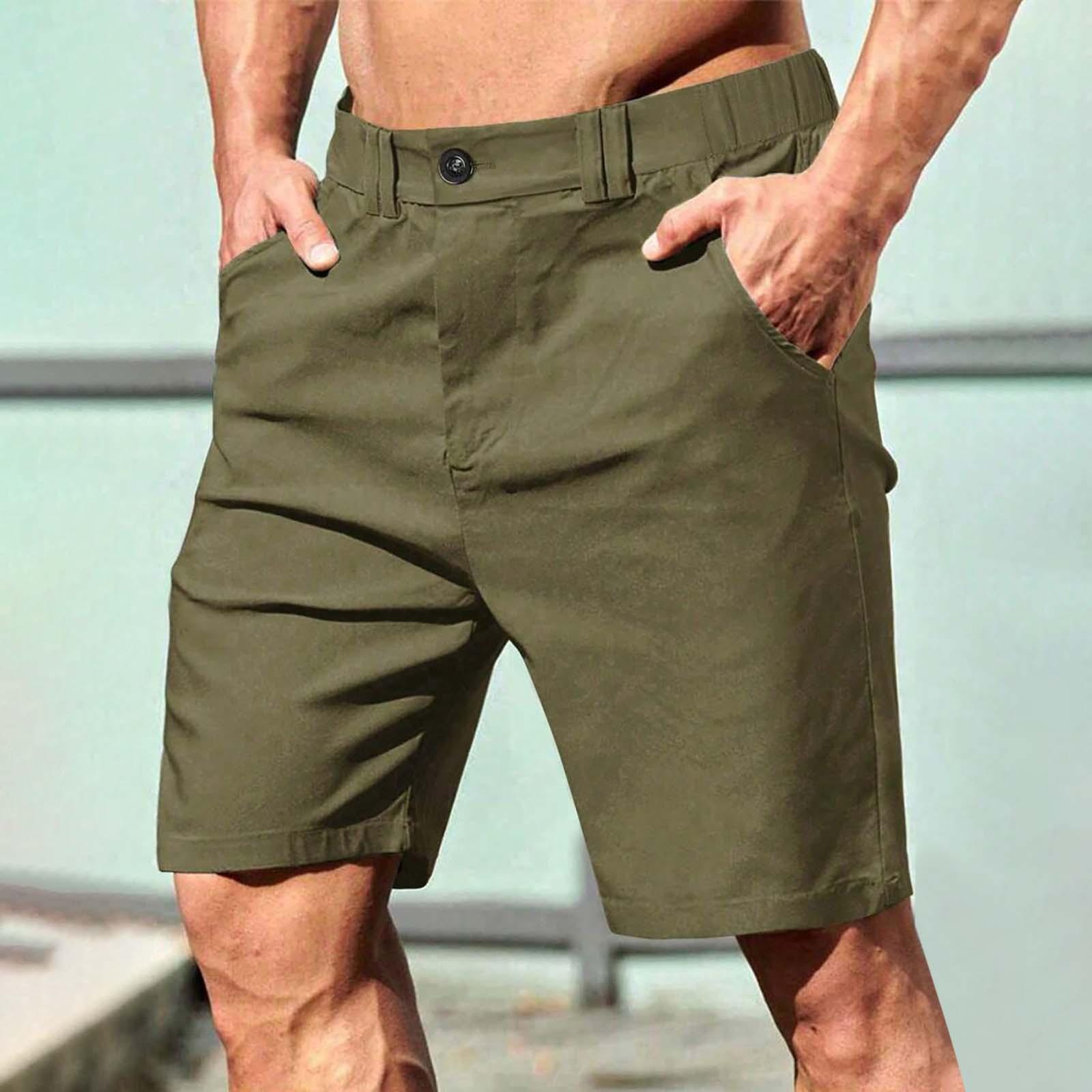 

Чоловічі шорти робочого одягу з кількома кишенями, еластичним поясом, вільна бавовна, повсякденні легкі робочі шорти для активного відпочинку L армія зелений колір