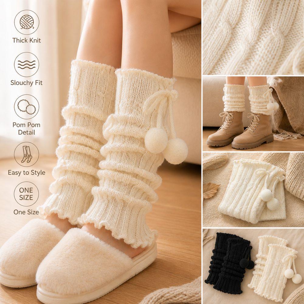 Ruffled Edges Slouchy Leg Warmers Knitted Leg Sleeves New Boot Cuffs Daily Outfits