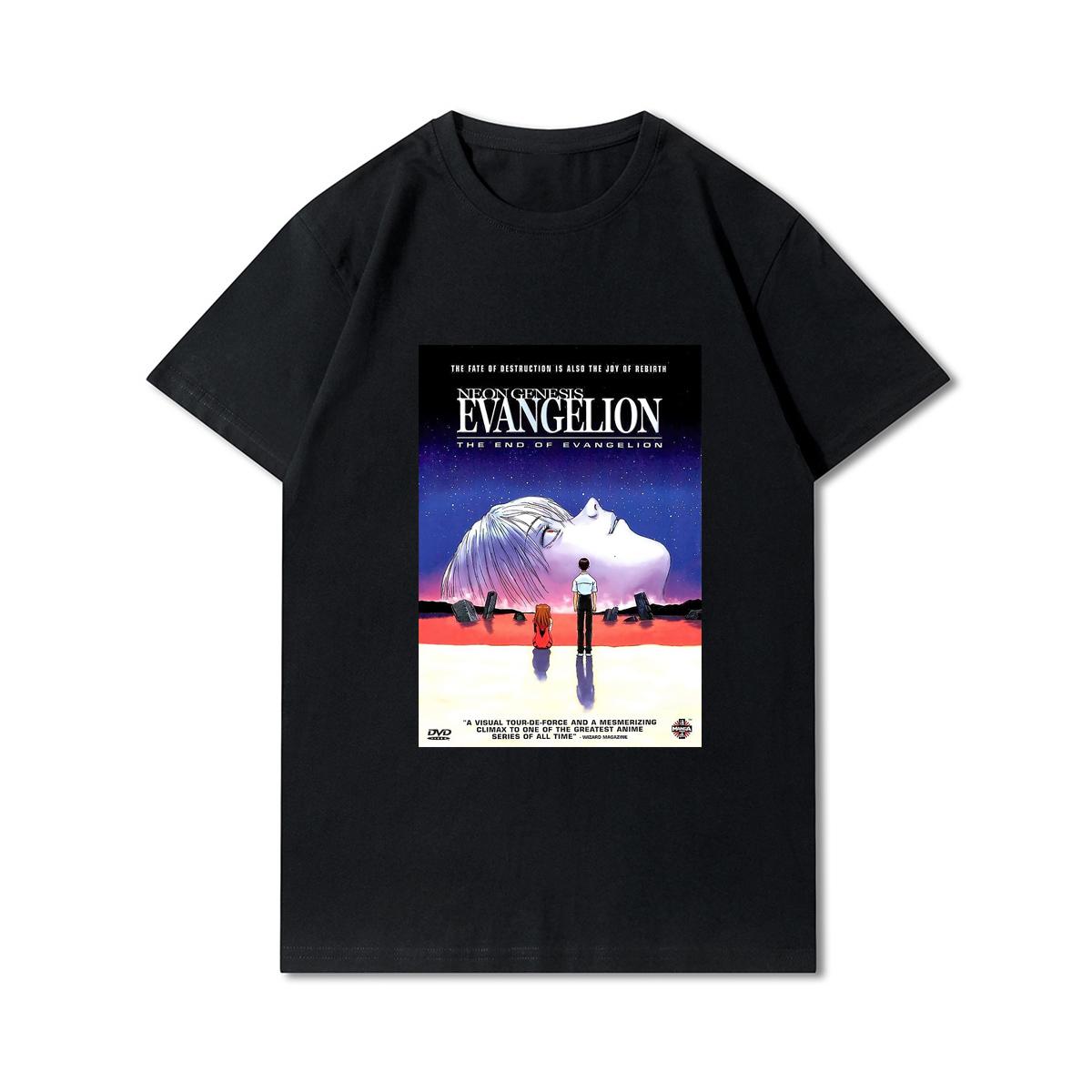 

Модные мужские футболки с принтом Evangelion, хлопковые топы с круглым вырезом, летние повседневные черные футболки в стиле аниме 3XL