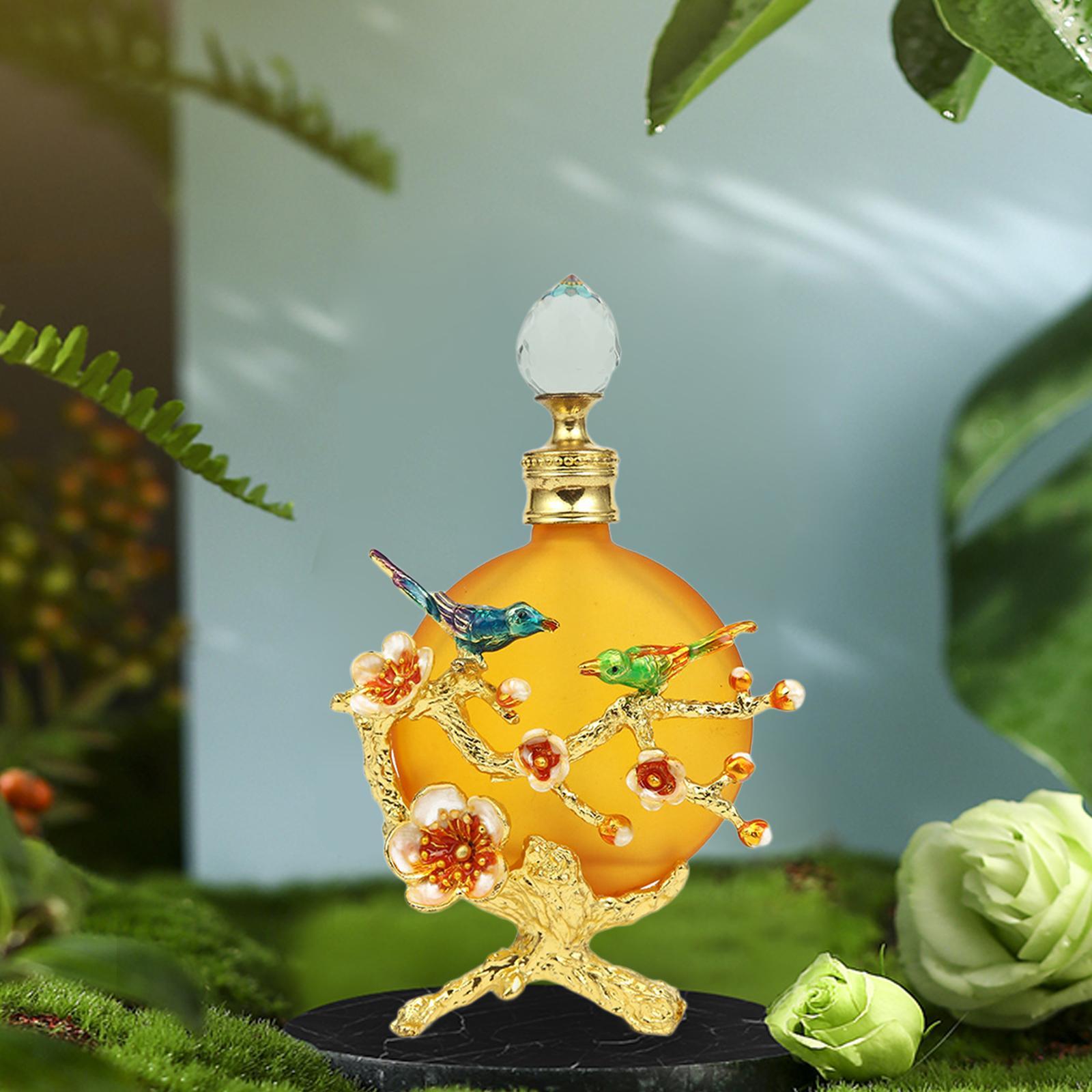 

Пустой многоразовый флакон духов, подарок для девушки, женщины, необычный антикварный флакон для эфирного масла с цветочным узором, контейнер для аромата жёлтый