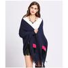 Winter Faux Kaschmir Poncho Locker Streetwear Damen Fledermausärmel Schal Umhänge Pelztasche Damen Oversize Quaste Gestrickter Umhang