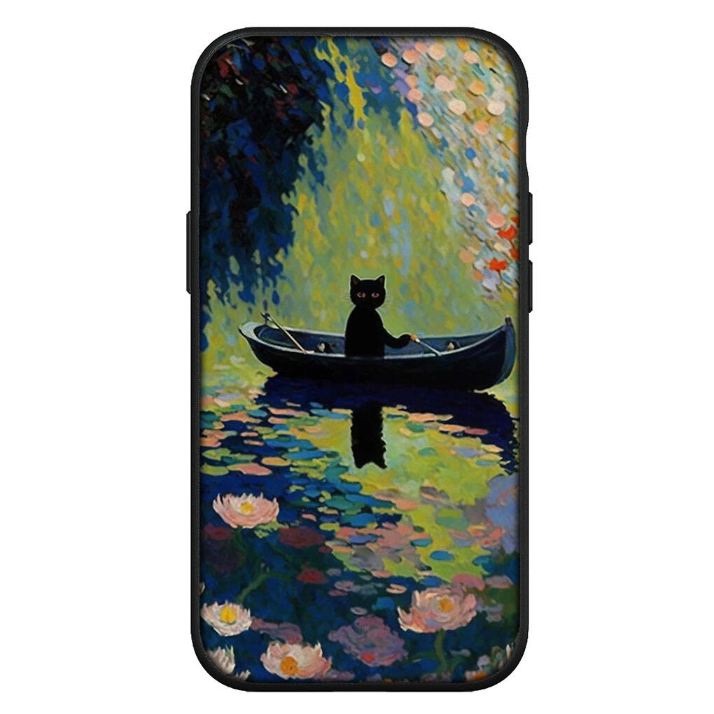 

Чехол для iPhone 17 16 15 Xiaomi Poco Redmi Note 14 13 12 11 Pro Max Samsung Galaxy S25 S24 S23 OPPO Huawei Арт Клод Моне Кувшинки Кот Чехол для телефона for Xiaomi Poco F7 экрю