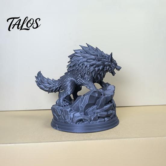 3D Printed Wolf Statue, Howling Wolf Figurine, Wild Wolf on Rock Sculpture, Collectible Animal Ornament for Home Office Desk