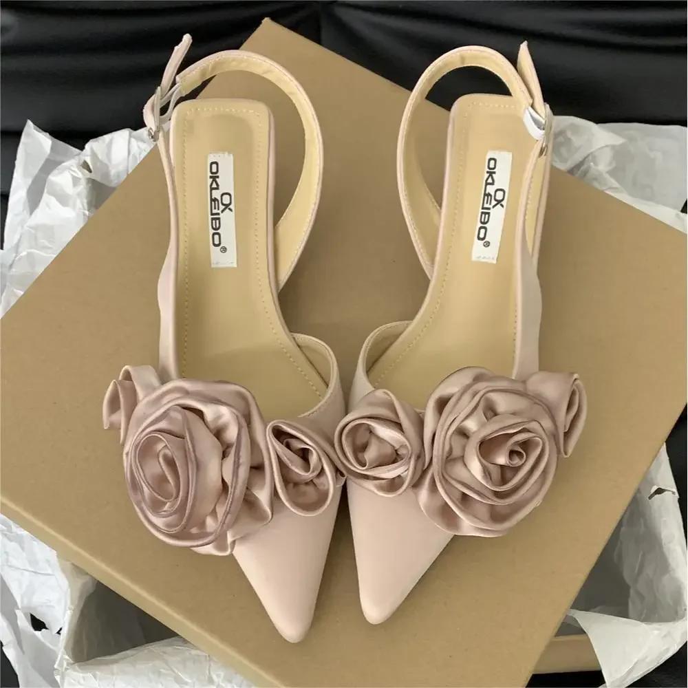 Fashion TWBEB Summer Women's Pointed High Heel Sandals Sexy Fashion Flower Women's Shoes Party Wedding Women's Shoes