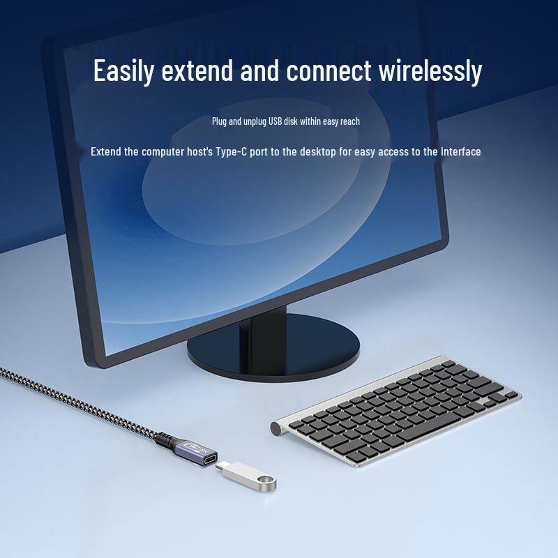 USB4.0 Type-C Extension Cable, Male To Female, 8K 40Gbps, PD240W, HD Screen Casting Adapter.