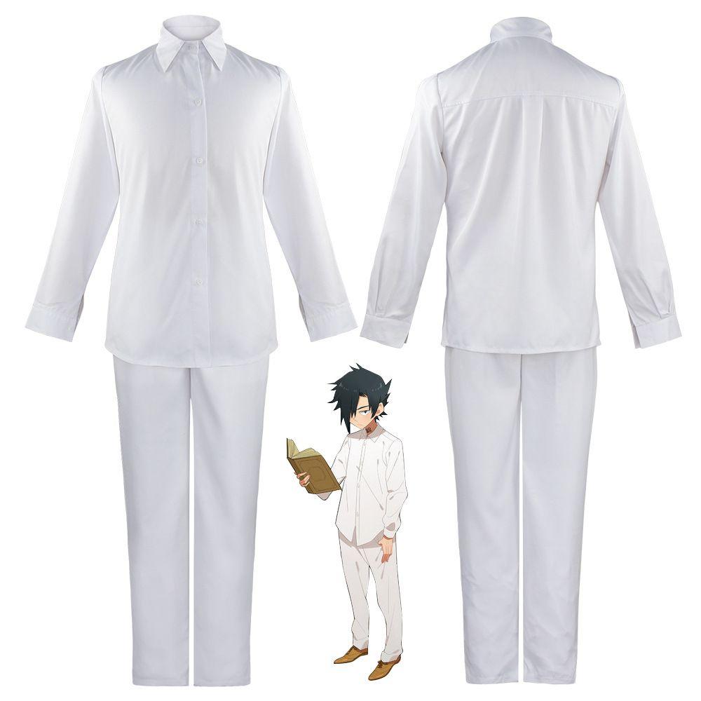 Neverland The Promised Ray Norman Emma Cosplay Costume White Top Skirt Pants Set