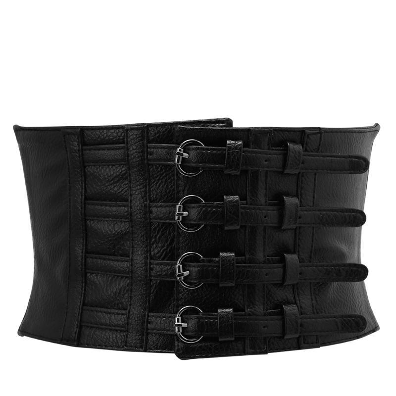 Deamos Retro Dames Taille Vorm Corset Brede Elastische Faux Lederen Riem Stretch Tailleband 1