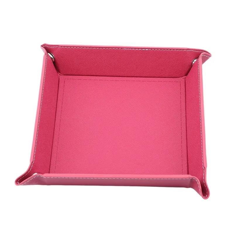 Ready Stocked Folding Hexagon Dice Game Storage Tray Holder Double Sided Thick PU Leather&Velvet Mat Office SuppliesHot Sell