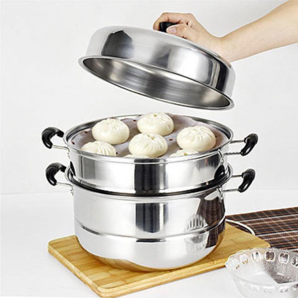 Stainless Steel Soup Steam Pot 26-34cm Stockpot Cookware Steamer Cooker Induction Cooker Gas
