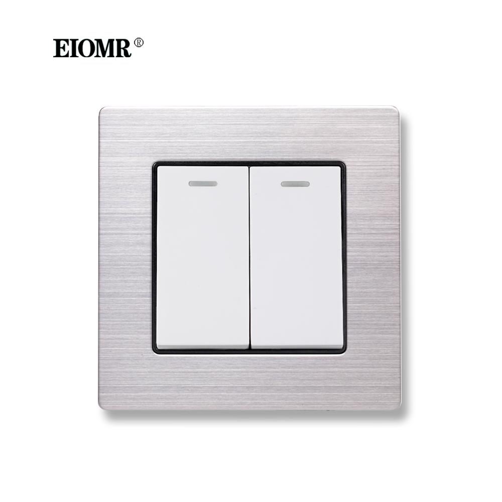 EIOMR EU/UK Standard Lichtschalter 16A 250V 2-fach 1-Wege / 2-Wege Wippschalter Großes Panel Luxus Wandtaster Unterputzschalter