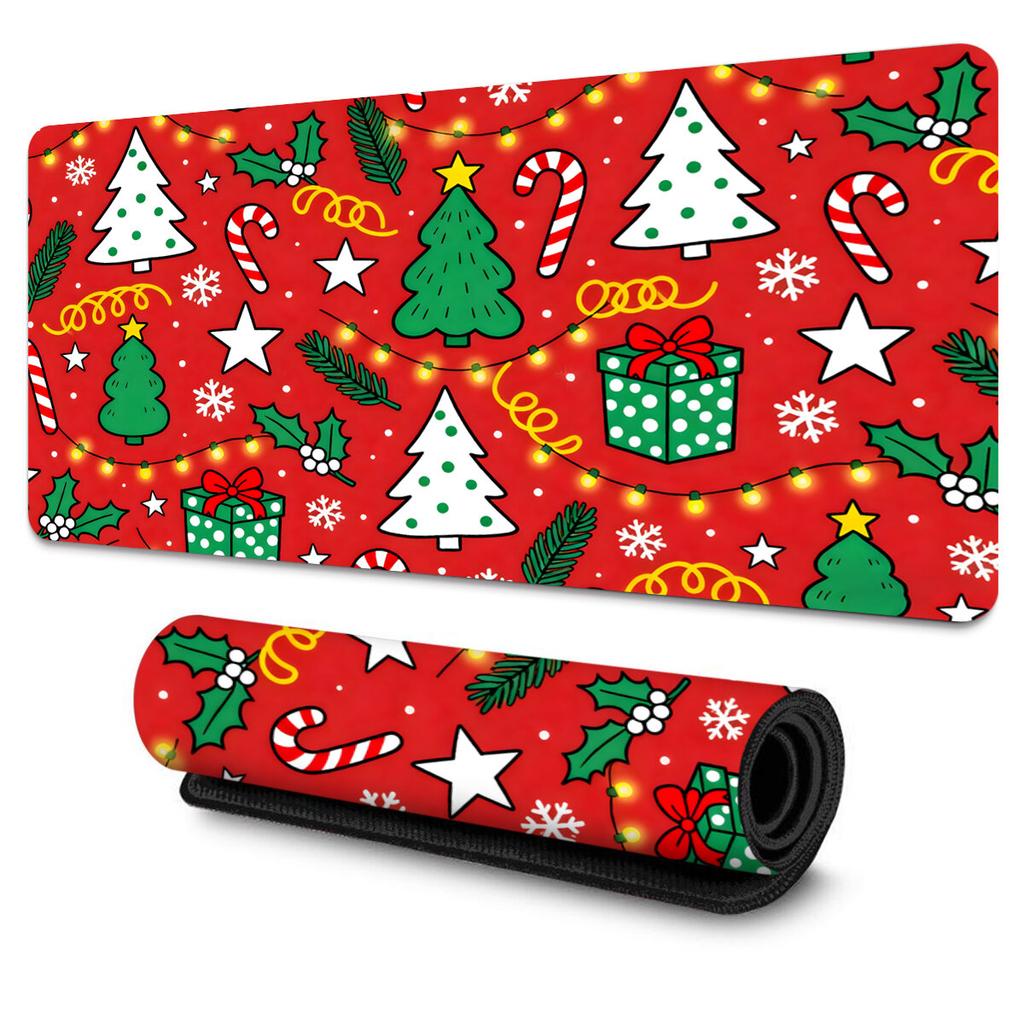 Large Christmas Themed Mouse Pad SnowflakeTreeSantaStar NonSlip Rubber Base for LaptopDesktop HomeOffice Ideal Gift