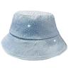 Summer Sun Hat Foldable Outdoor Hat With Rhinestones Decors Sun Protections Fisherman Hat For Women Travel Vacation Wear