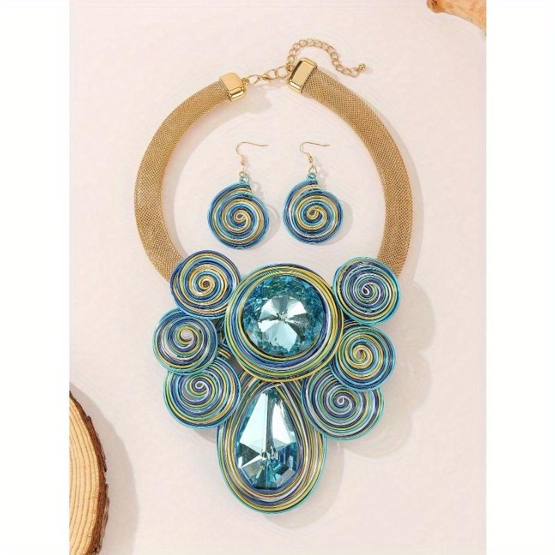 New Fashionable Aluminum Wire Turquoise Teardrop Elegant Vintage Boho Necklace