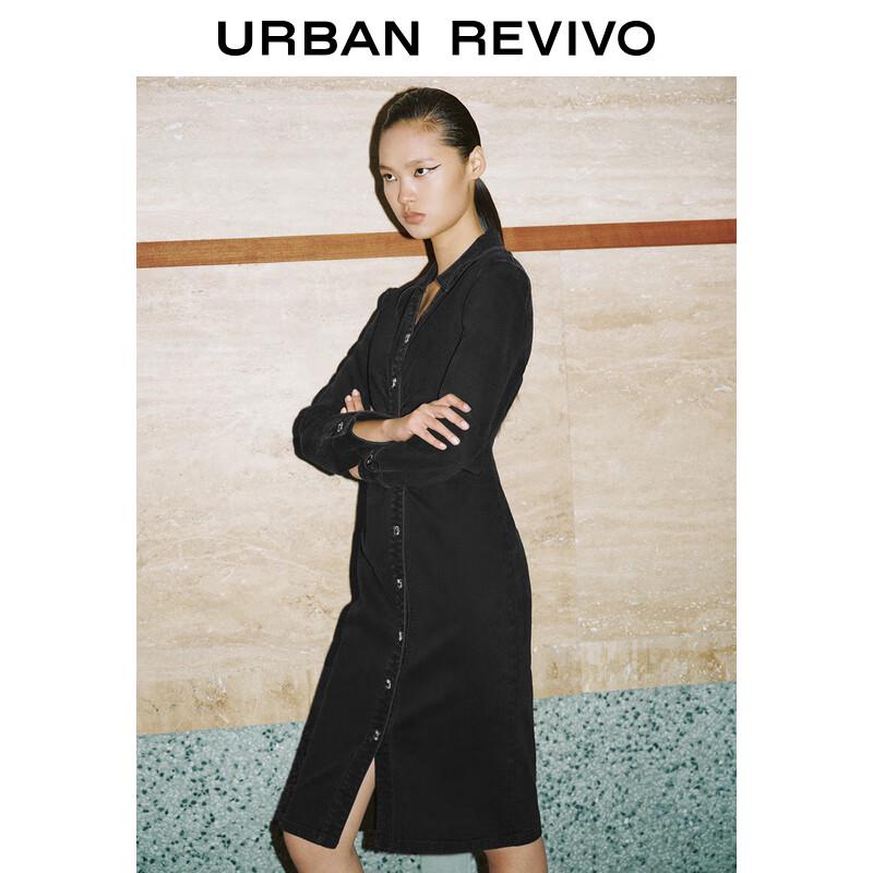 UR Women's Retro Pleated Denim Midi Dress