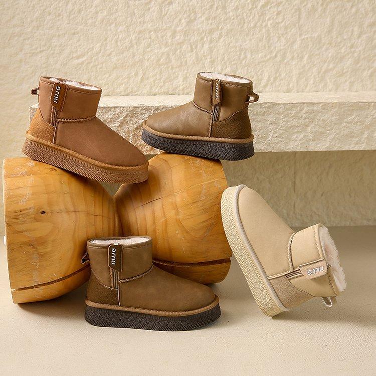 Cowhide Version~ Leather Thickened Snow Boots Women's 2025 Winter New Thick-soled Zipper Warm Casual Non-slip Cotton Boots