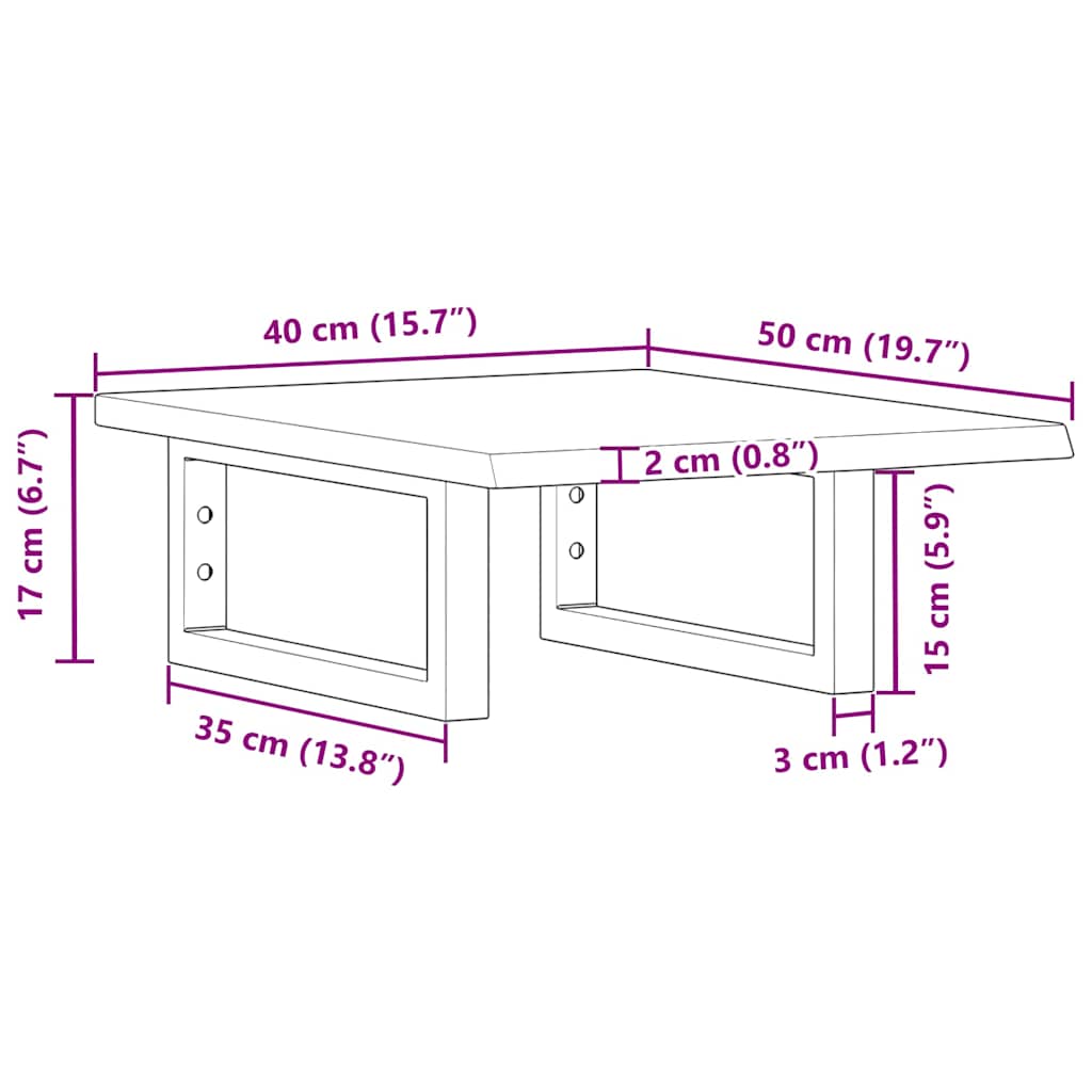 Washbasin Top with Mounting Bracket Steel and Solid Oak Wood