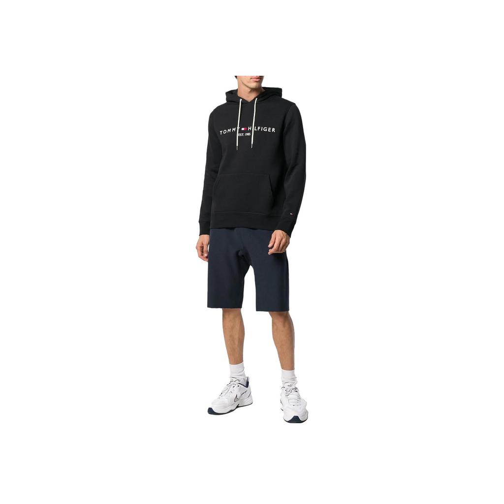 Tommy Hilfiger FW22 Logo Print Pullover Hoodie Men Hoodies Black MW0MW10752-BAS