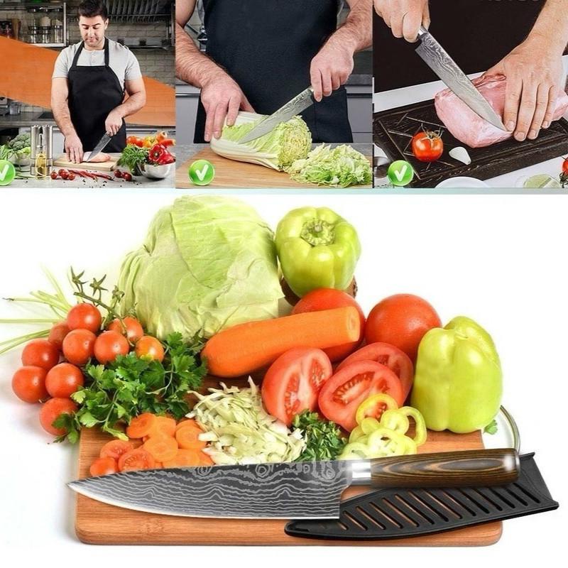 Cleaver Knife 8 Inch Kitchen Knife 7CR17 Stainless Steel Sanding Laser Pattern Kitchen Stuff