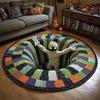 3D Illusion Skull Vortex Round Rug Movie Room Horror Theme Anti Slip Floor Mat for Living Room Bedroom Decoration Carpet Gift