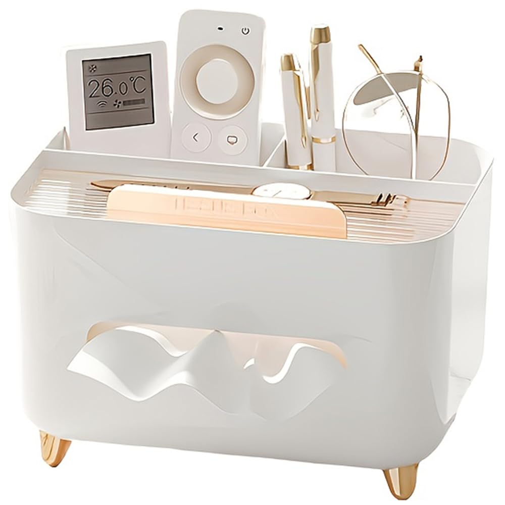 

Joolxxo Tissue Case, Stylish Tissue Box, Multifunctional Desktop Storage, Smartphone and Remote Control Rack, Nordic Simple Rectangular Design for