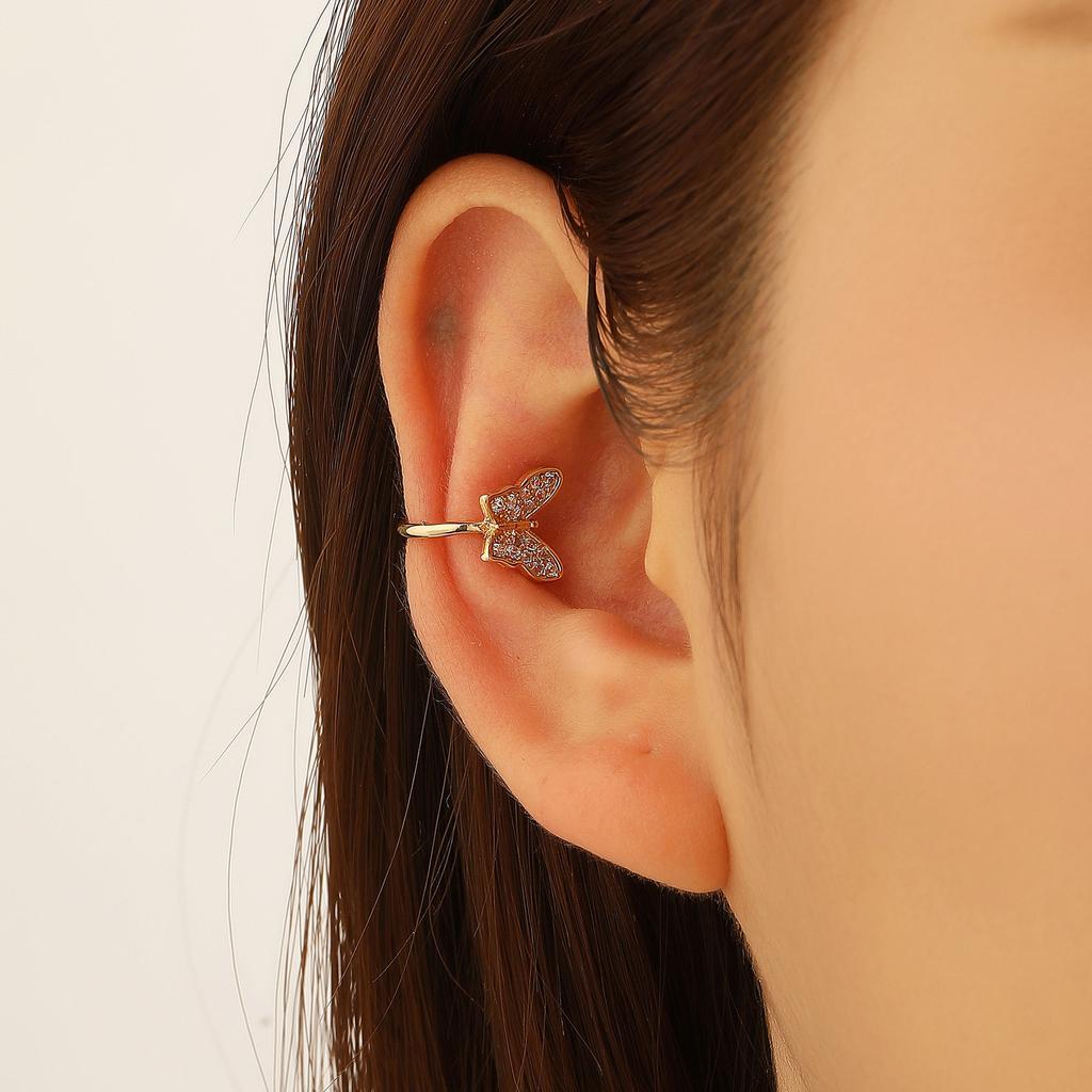 1/2 Stück Floraler Strass-Metall-Ohrklemme für Damen - Verstellbar zum Anklemmen, Kein Piercing erforderlich