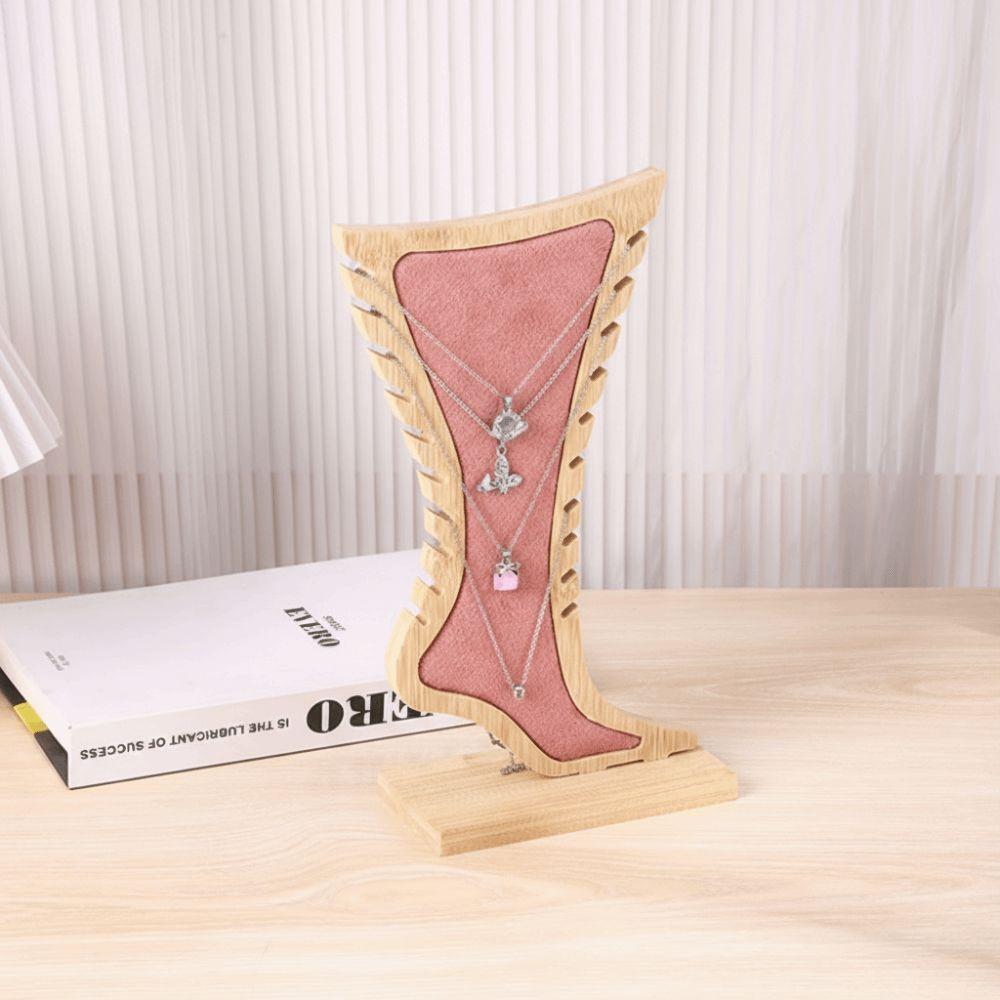 Foot Shaped Velvet Wooden Board Holder Storage Jewelry Hanging Stand  Show Case