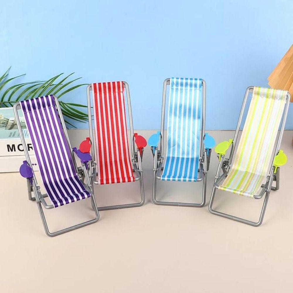 4 Colors Foldable Beach Chair Model Mini Dolls House Furniture Decoration  Outdoor Dollhouse