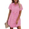 Women's Short-sleeved Button-down Shirt Denim Dress