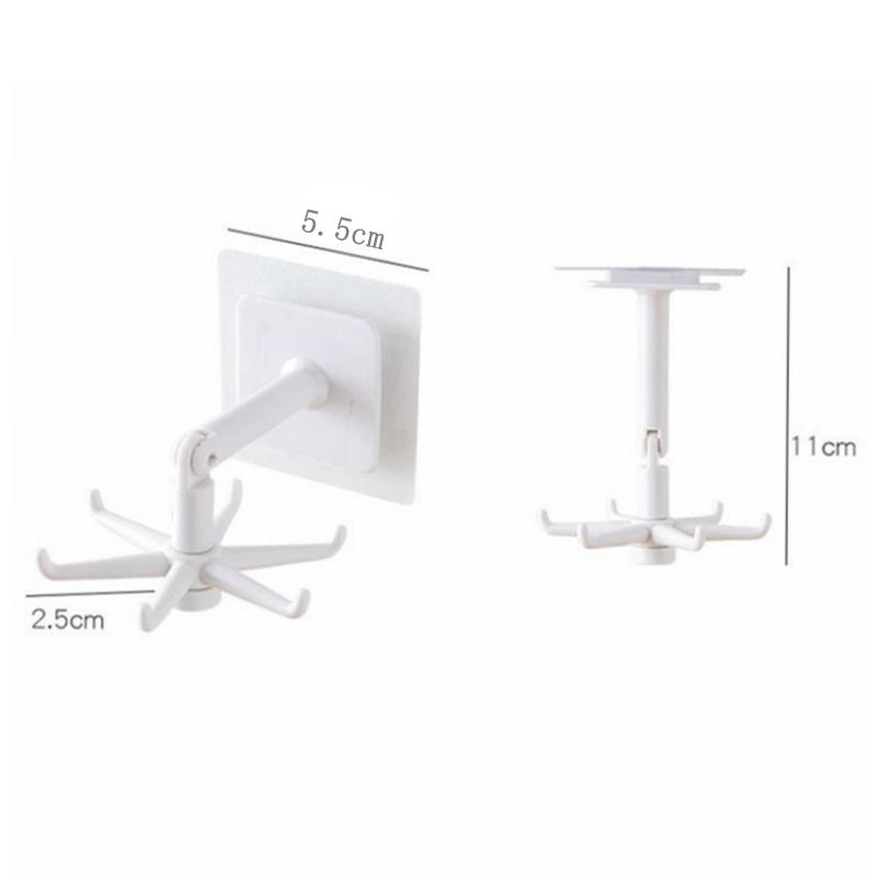 360 Rotating Folding Hook Self-Adhesive 180 Degrees Vertical Flip Hook Waterproof Utility Hook for Home Bathroom Kitchen Office Towel