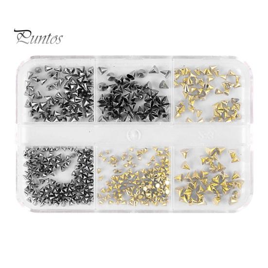 1 Box 6 Grid Mini Metal Nail Charms Easy To Use Unique Nail Art Decorations for Beginners Professionals