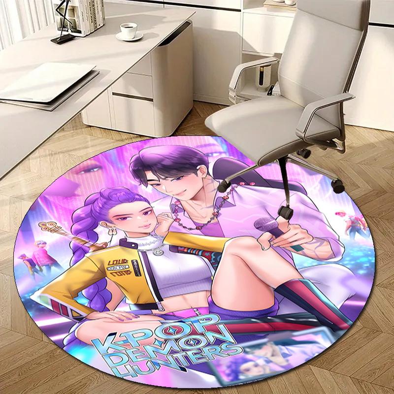 1pc KPop Demon Hunters20 Design Printed Area Round Carpet for Bedroom Living Room Home Decor Rugs Mat Non Slip Mat Rug for Bedside