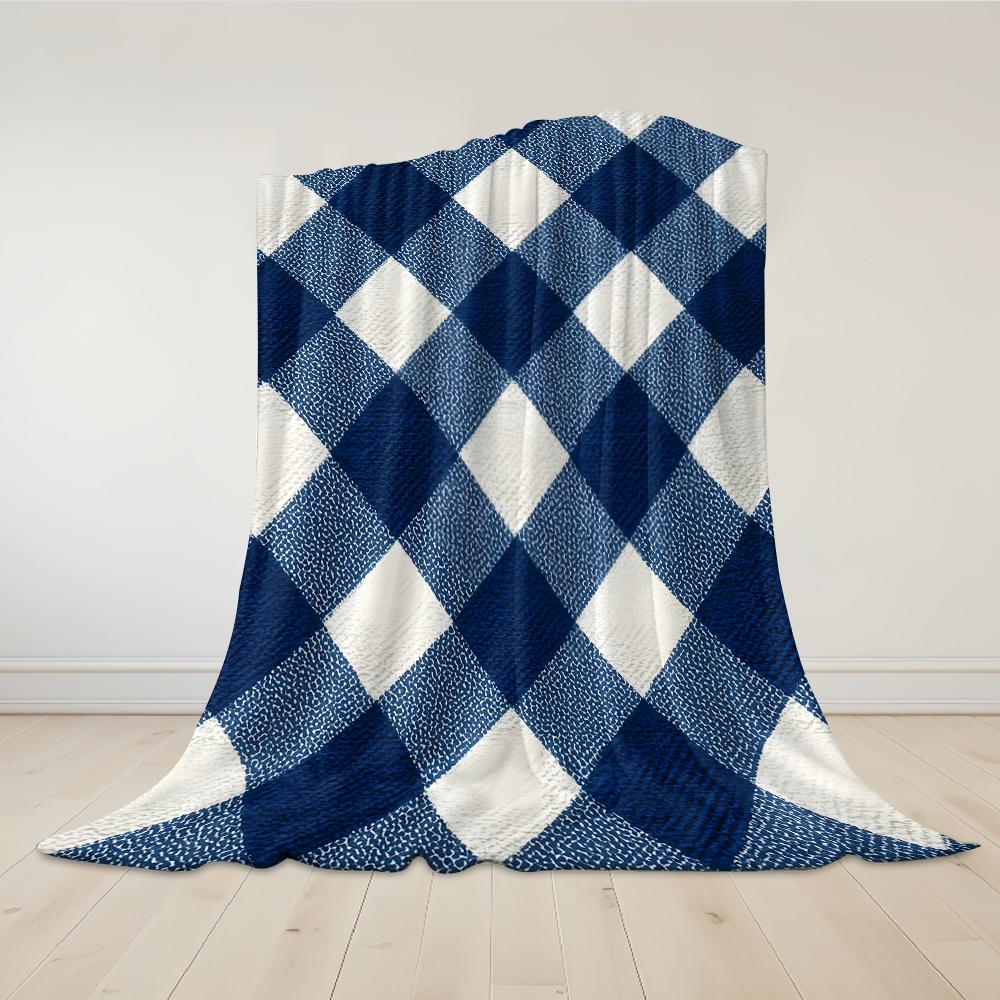 Marineblau karierte Flanelldecke Warm Weich Halloween Weihnachten Sofa Warm Gemütlich Dekoratives Dekor Geschenk für Alle Jahreszeiten