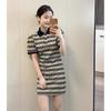 Polo Collar Rhombus Plaid Dress Women's Summer New Retro Niche Design Slim Short Skirt